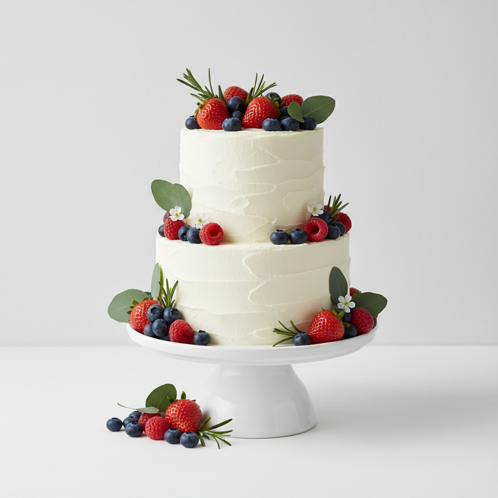 Dietary-friendly cake decorated with berries